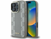 DKNY Pouzdro Magsafe na iPhone 16 Pro Béžové s kostkovaným vzorem