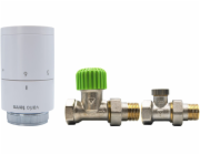 Vario Term Termostatická sada ECON, rovná, bílá, hranaté rozety, hlavice PONY, GZ 1/2 x GW 1/2