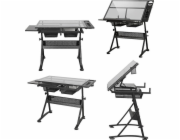 Bitmat DNA  PRO DESK rýsovací stůl se zásuvkami tvrzené sklo 120x60 cm