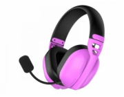 Hator Hyperpunk 3 Bezdrátová kabelová a bezdrátová herní sluchátka s hlavovým páskem USB typu C / USB typu A Bluetooth fialová