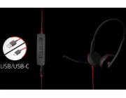 Poly Sluchátka Blackwire C3210 s kabelovým náhlavním mostem, kancelář/call centrum, USB typu C, černá, červená