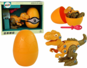 LeanToys Stavebnice Tyrannosaurus Rex s dinosaurem a vejcem, šroubovák, oranžová