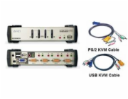 ATEN přepínač 4-port KVMP USB+PS/2, usb hub, audio, OSD, 1.2m kabely