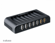 AKASA HUB USB Connect 7FC, 5x USB 2.0, 2 nabíjecí porty USB, externí, s napájecím adaptérem