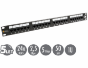 19" patch panel Solarix 24 x RJ45 CAT6 UTP 350 MHz černý 1U SX24-6-UTP-BK