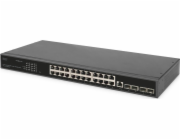 DIGITUS 24 GEporttový L2+ přepínač 4 SFP+ UPLINK 19"