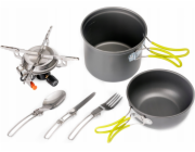 PLATINET KEMPINGOVÝ PLYNOVÝ VAŘIČ + PŘÍSLUŠENSTVÍ NA VAŘENÍ - HRNEC, PÁNEV, PŘÍBORY