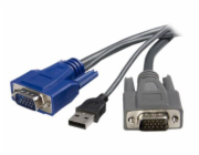 StarTech 6 ft Ultra-Thin USB VGA 2-in-1 KVM Cable (SVUSBVGA6) - Kabel klávesnice / videa / myši (KVM) - USB, HD-15 (VGA) (M) do HD-15 (VGA) (M) - 1.8 m - cerná - pro P/N: SV1631DUSBU, SV1631DUSBUK, SV