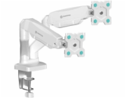 ONKRON G-160-W Uchwyt biurkowy obrotowo-nachylny do dwóch monitorów 13-32" maks 8 kg, z obracaniem, biały