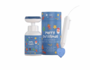 HiSkin SET Dětská kreativní sada Veselé Vánoce Modrá pěna na mytí rukou s lesním ovocem 300ml + 3D pero 1ks