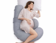 Momcozy Těhotenský polštář PP006 ve tvaru F, vzduchová vrstva, šedý
