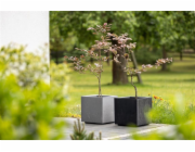 Květináč s nádržkou na vodu Lamela, plast, černý