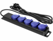 Orno Prodlužovací kabel do dílny s ochranou proti stříkající vodě, IP44, 5 zásuvek 2P+Z, schuko, gumový kabel, H05RR-F 3x1,5 mm2, délka 3 m