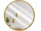 Vilde Zrcadlo Mirror ve zlatém dřevěném rámu kulaté zlaté...