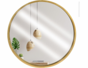 Vilde Zrcadlo Mirror ve zlatém dřevěném rámu kulaté zlaté nástěnné koupelnové zrcadlo do obývacího pokoje 30 cm