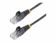 Startech - Patch kabel - RJ-45 (M) do RJ-45 (M) - 25 cm - 3.6 mm - UTP - CAT 5/5e/6 - IEEE 802.3bt - neobsahuje halogen, provedení bez hrbolku, rovný - cerná