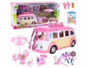 LeanToys Ica Cream Caravan Zmrzlinářská kavárna pro panenky Skládací růžová