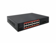 Qoltec SWITCH Gigabitový ethernetový síťový přepínač PoE | 16x RJ45 | 2x SFP | 1000 Mb/s