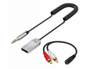 Qoltec Bezdrátový audio HiFi adaptér pro domácí a automobilový přijímač | Bluetooth 6.0 | 2 x RCA | 1 x AUX MiniJack 3,5 mm | USB | Mikrofon