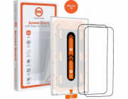 MOBILE ORIGIN Ochranný kryt displeje Orange pro iPhone 15 s praktickým aplikátorem, 2 ks.