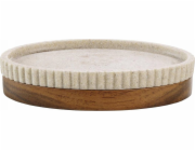 Douceur d`Interieur Interiérový design Pruhovaná miska na mýdlo s podstavcem z akáciového dřeva NIAGARA