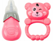 LeanToys Panenka v růžových šatech chrastítko na lahvičku čůrá