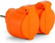 Montis Dvojitý rozbočovač 2x2P+Z, 16A, 250V; IP44; Oranžový MT089