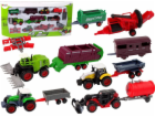 LeanToys Sada zemědělských vozidel Traktor 12 dílků Kovov...
