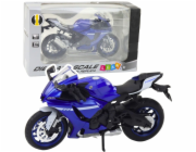 LeanToys Sportovní motocykl Kovová světla Zvuky Tmavě modrá R1 1:12