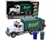 LeanToys Popelářské auto, popelnice, světla, zvuky zelené 1:14
