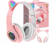 Defender Dětská RGB sluchátka s ušima, růžová