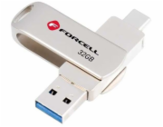 ForCell USB flash disk 32GB USB 3.2 Gen 1 (USB A / USB C) F-Data Metal Duo stříbrný