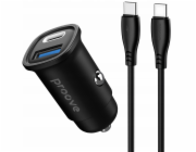 PROOVE Nabíječka do auta pro zapalovač cigaret USB + USB Type-C 30W + kabel 2x USB-C / Ccfc30111202 / Flash