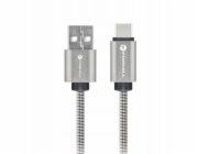 ForCell Kabel USB A na USB C F-Energy QC4.0 3A 66W kovový 1 m C234 stříbrný