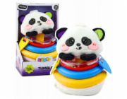 LeanToys Senzorická hračka Hrnek Panda Pyramid Houpací kousátko Chrastítko