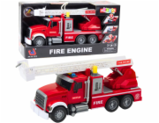 LeanToys Hasičský vůz s výložníkem, vodní světla, zní červeně 1:14
