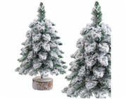 Lean Dekorativní umělý vánoční stromeček na kmeni pokrytém sněhem 60 x 16 cm
