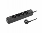 Montis Černý prodlužovací kabel se 4 zásuvkami a USB 3m MT186-BK-3