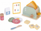 Tooky Toy Dřevěný toustovač Toy - pastelová snídaňová sada