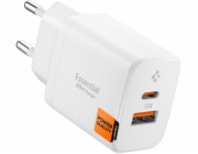 Spigen Síťová nabíječka Essential EE202EU s USB-A a USB-C, 20W, bílá