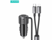 Usams Nabíječka Nabíječka do auta USAMS YT Series CC287 66W 1xUSB-A 1xUSB-C + 2v1 USB-C/Lightning kabel, matná
