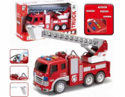 LeanToys Hasičský vůz s výložníkem 1:16, světla, zvuky, vodní pohon, červený