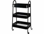 Kuchyňský úložný vozík třípatrový kov černá KO-C80902020