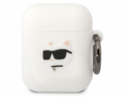 Karl Lagerfeld Pouzdro Karl Lagerfeld KLA2RUNCHH Apple AirPods 2/1 kryt bílý/bílý Silikonová hlava Choupette 3D
