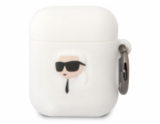 Karl Lagerfeld Ochranné pouzdro na sluchátka pro AirPods 1/2 kryt bílý/bílý Silikon Karl Head 3D
