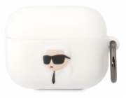 Karl Lagerfeld Ochranné pouzdro na sluchátka AirPods Pro bílá/bílá Silikon Karl Head 3D