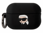 Karl Lagerfeld Case Karl Lagerfeld KLAP2RUNIKK kryt Apple AirPods Pro 2 černo/černý Silikonový Karl Head 3D