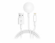 Aligator nabíjecí kabel 2v1 pro iPhone/iPad a Apple Watch, bílý