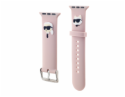 Karl Lagerfeld Řemínek Karl Lagerfeld KLAWMSLKCNP pro Apple Watch 4/5/6/7/SE/8/9 40/41mm řemínek 3D gumové hlavy Karl&Choupette růžová/růžová