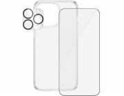 PanzerGlass - Balení 3 v 1 - sada chránice obrazovky / objektivu / zadní strany pro mobilní telefon - sklo - barva rámu cerná - pro Apple iPhone 15 Pro Max